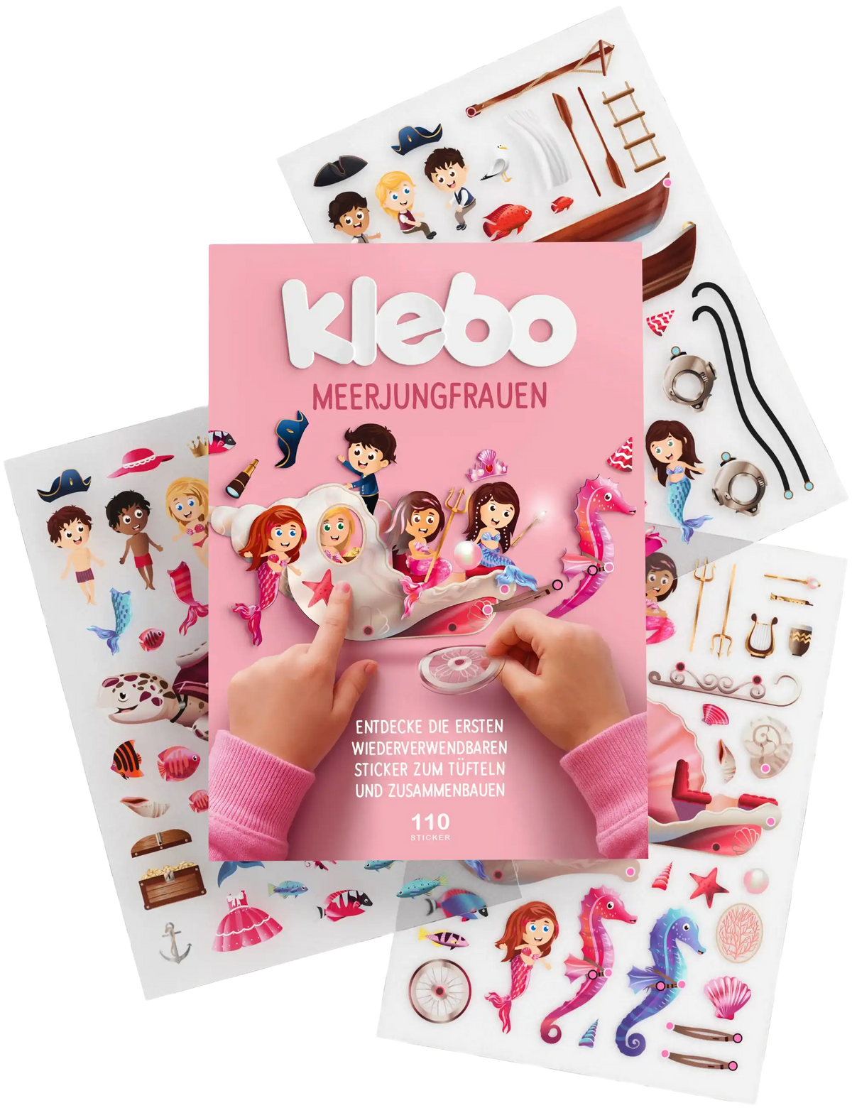 klebo Meerjungfrauen – wiederverwendbares Stickerbuch für Kinder ab 3 Jahren mit 110 Stickern
