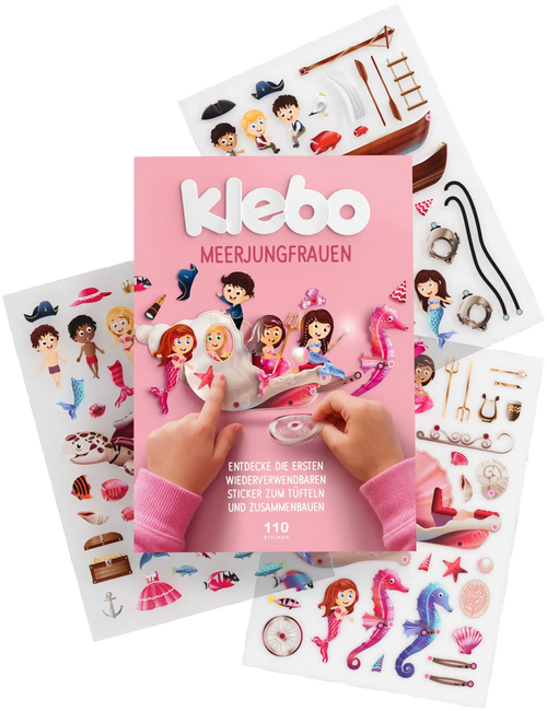 klebo Meerjungfrauen – wiederverwendbares Stickerbuch für Kinder ab 3 Jahren mit 110 Stickern
